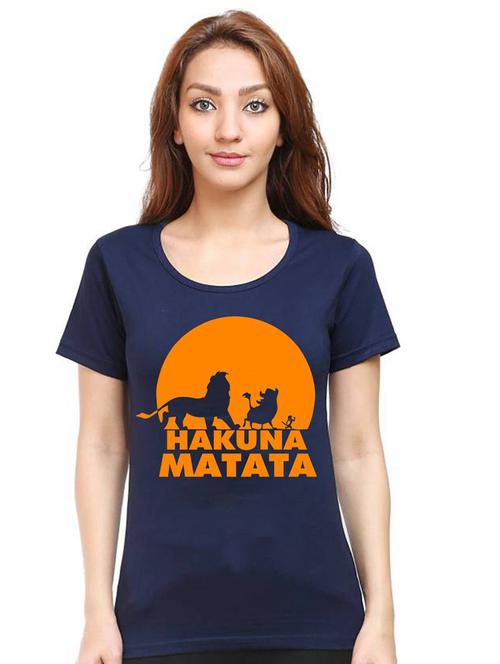 women round neck front print t-shirt - 21015570 - Very Small Image - 1