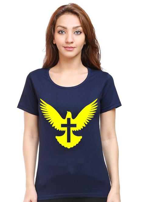 women round neck front printed t-shirt - 21015571 - Very Small Image - 1