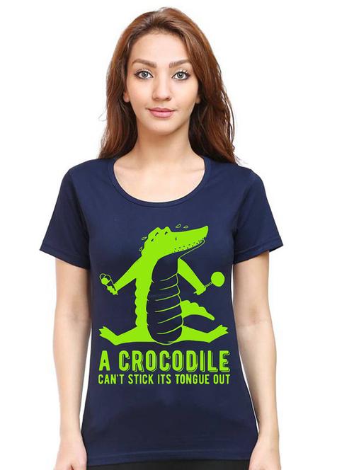 women round neck front printed t-shirt - 21015580 - Very Small Image - 1