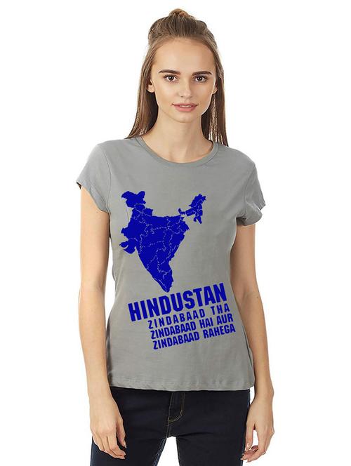 women round neck front print t-shirt - 21015582 - Very Small Image - 1