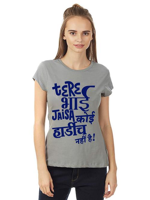 women round neck front print t-shirt - 21015585 - Very Small Image - 1