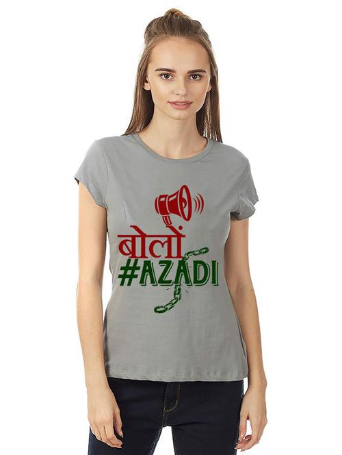 women round neck front print t-shirts - 21015586 - Very Small Image - 1