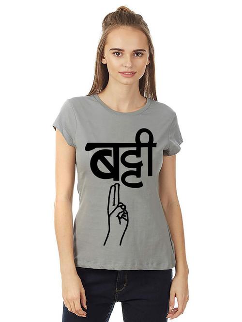 women round neck front print t-shirt - 21015599 - Very Small Image - 1