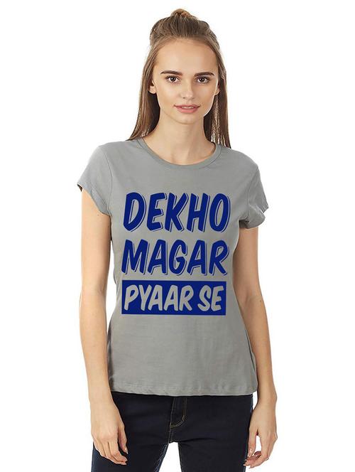 women round neck front print t-shirts - 21015612 - Very Small Image - 1