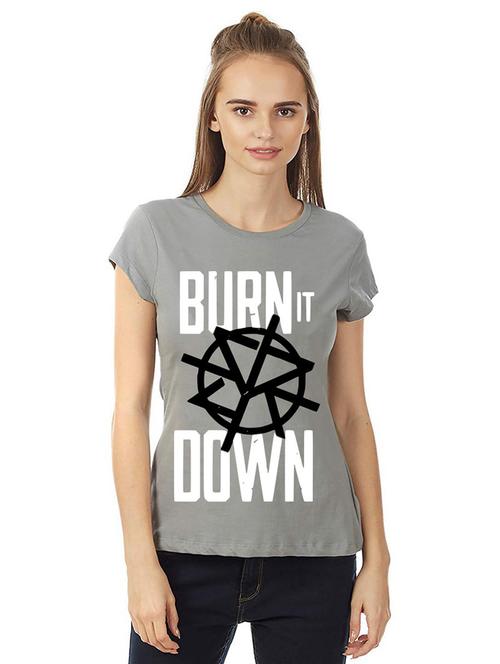 women round neck front print t-shirt - 21015613 - Very Small Image - 1