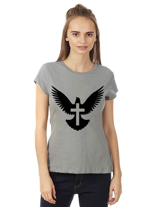 grey front printed casual t-shirt - 21015628 - Very Small Image - 1