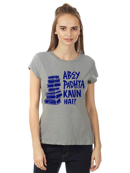 women round neck front print t-shirt - 21015647 - Very Small Image - 1