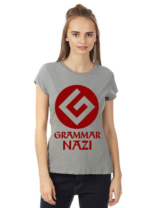 grey front printed casual t-shirt - 21015664 - Very Small Image - 1