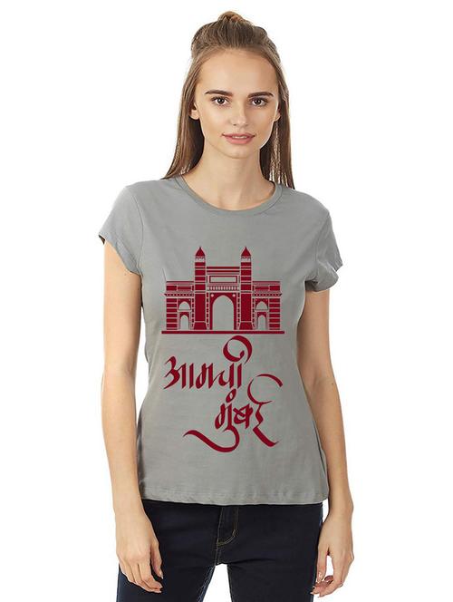 women round neck front printed t-shirt - 21015674 - Very Small Image - 1