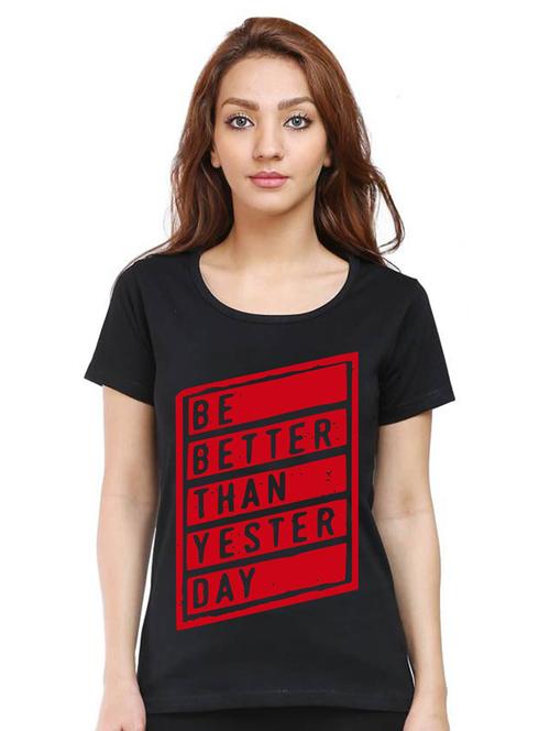 black front printed casual t-shirt - 21015695 - Very Small Image - 1