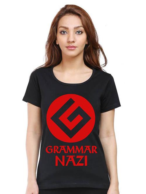 black front printed casual t-shirt - 21015705 - Very Small Image - 1