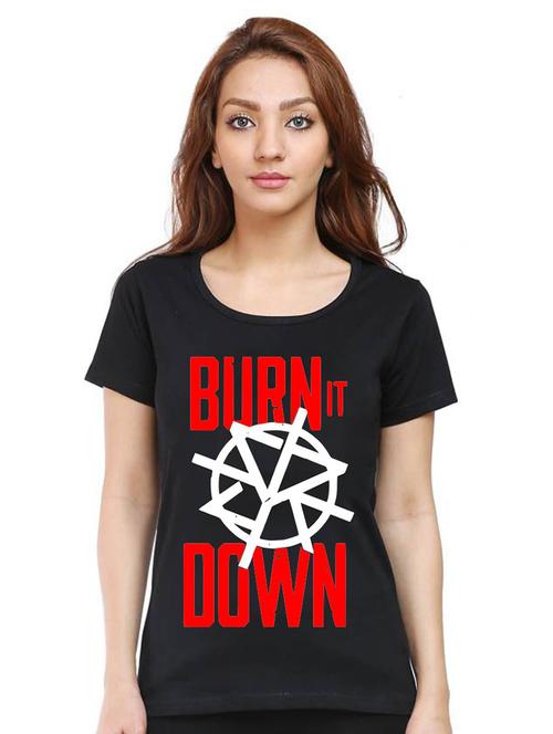 women round neck front printed t-shirt - 21015709 - Very Small Image - 1