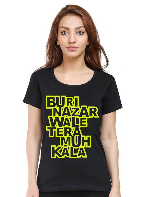 black cotton blend front print tshirt - 21015716 - Very Small Image - 1