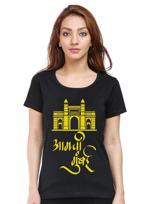 women round neck front print t-shirt - 21015737 - Very Small Image - 1