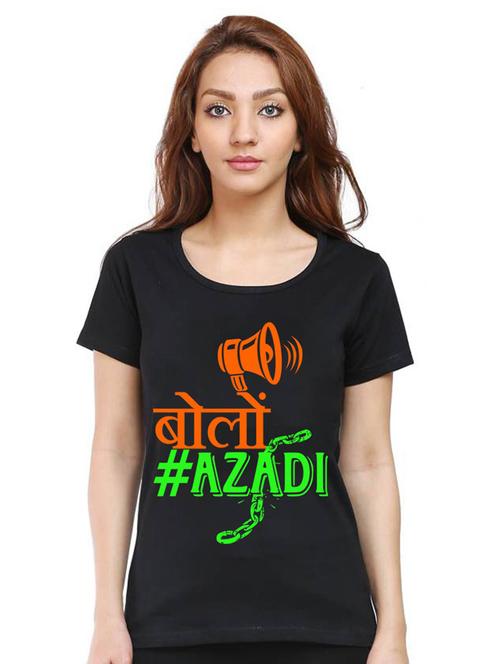 women round neck front print t-shirts - 21015747 - Very Small Image - 1