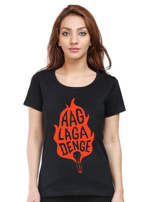 women round neck front printed t-shirt - 21015781 - Very Small Image - 1