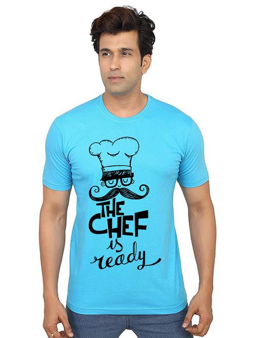 light blue front printed casual t-shirt - 21015839 - Very Small Image - 1