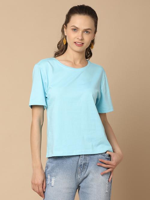 women round neck solid regular t-shirt - 21016178 - Very Small Image - 1