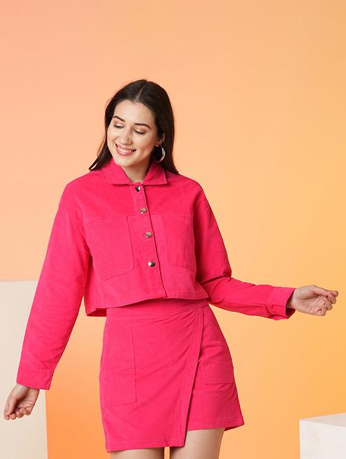 women pink solids long sleeves jacket - 21016978 - Very Small Image - 1