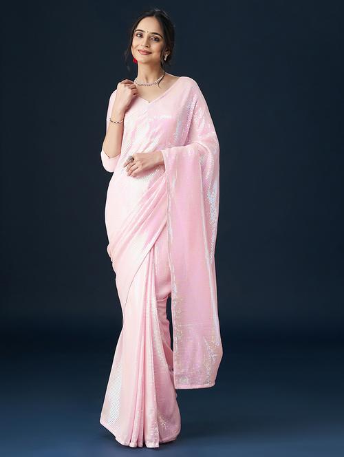 rosewater embellished saree with blouse - 21017062 - Very Small Image - 1