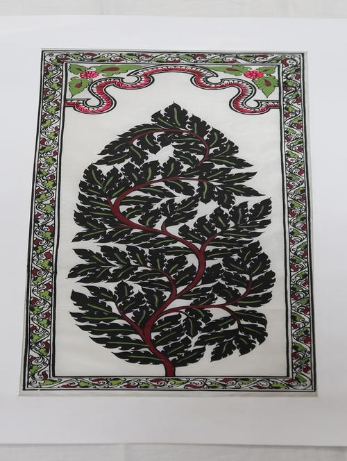 handmade designing tree (leaf) wall hanging pattachitra art work on tussar silk decoration pattachitra painting - 21017695 - Very Small Image - 1