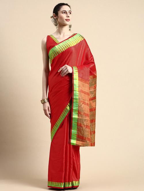 red silk assam saree with blouse - 21019295 - Very Small Image - 1