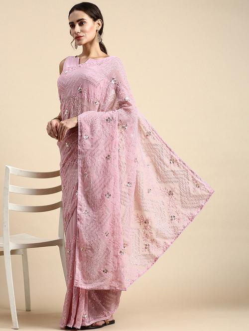 women sequined work saree with blouse - 21019307 - Very Small Image - 1