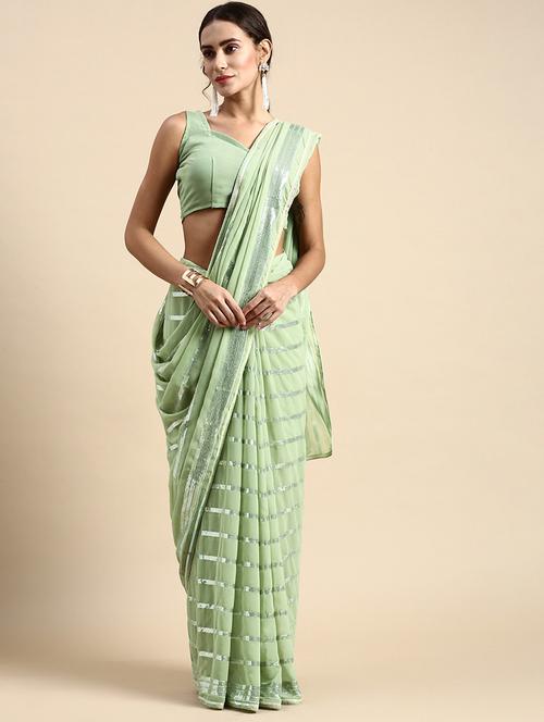 women sequined work saree with blouse - 21019334 - Very Small Image - 1