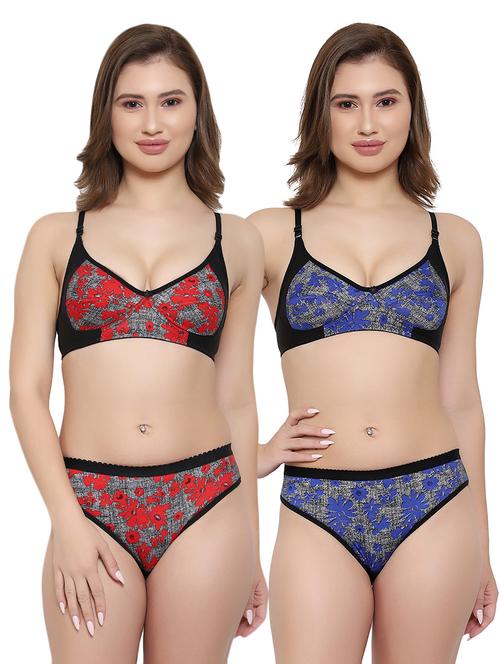pack of 2 multi colored bra panty set - 21021739 - Very Small Image - 1