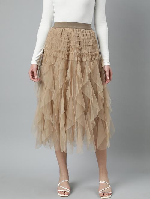 women mid-rise solid flared skirt - 21023396 - Very Small Image - 1