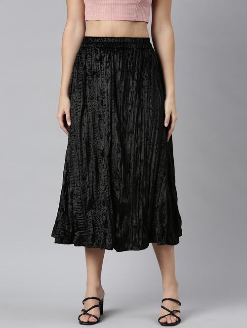 women mid-rise solid flared skirt - 21023398 - Very Small Image - 1