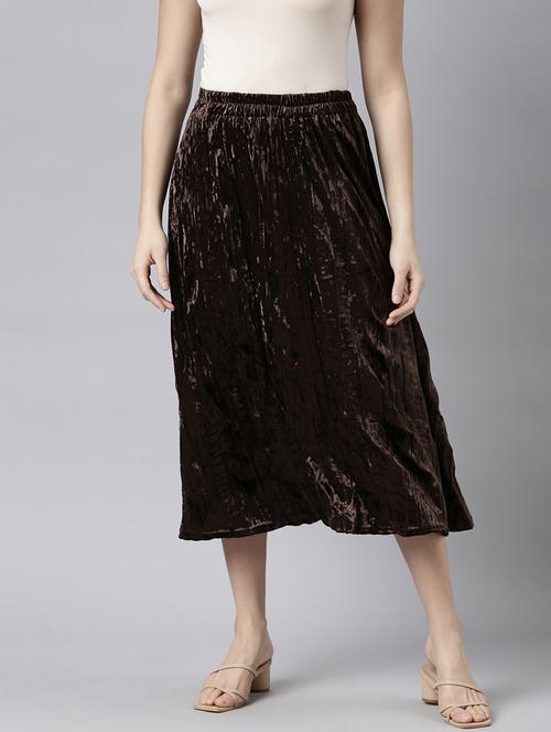 women mid-rise solid flared skirt - 21023400 - Very Small Image - 1