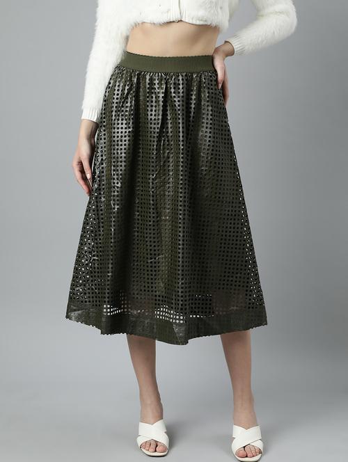 women mid-rise self-designed flared skirt - 21023411 - Very Small Image - 1