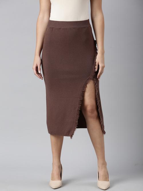 Women Mid-rise Solid Pencil Skirt - 21023437 - Very Small Image - 1
