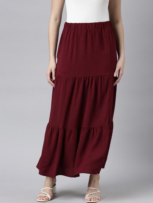 women mid-rise solid tiered skirt - 21023442 - Very Small Image - 1