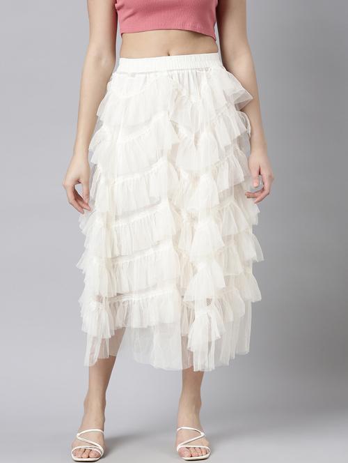women mid-rise solid layered skirt - 21023454 - Very Small Image - 1