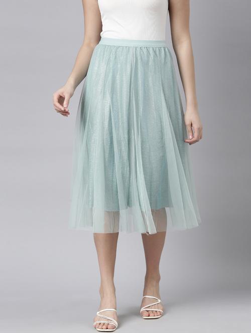 women mid-rise solid flared skirt - 21023457 - Very Small Image - 1