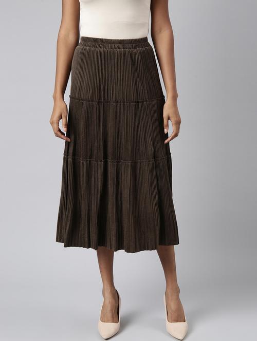 women mid-rise solid tiered skirt - 21023462 - Very Small Image - 1