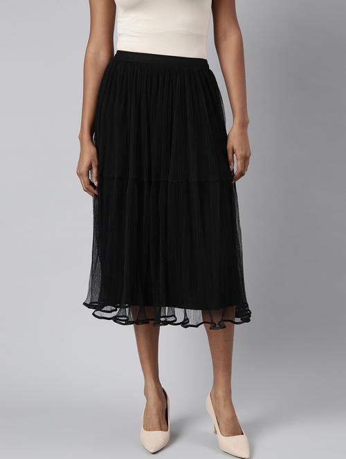 women mid-rise solid tiered skirt - 21023465 - Very Small Image - 1