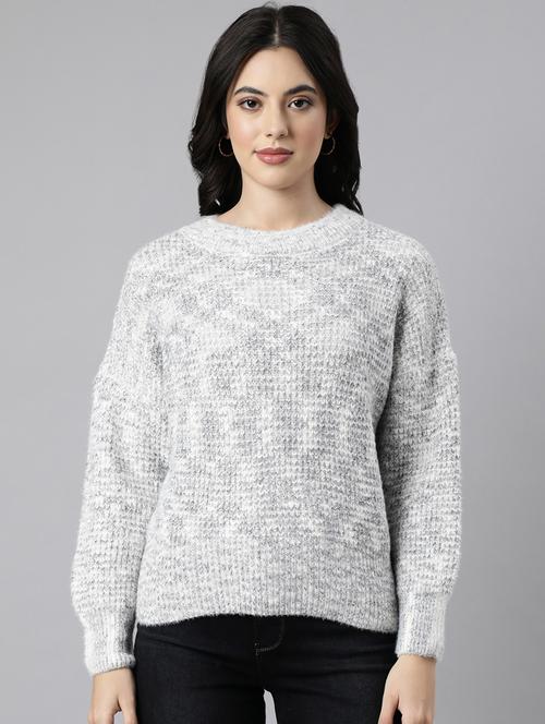 women long sleeved self design pullover - 21023486 - Very Small Image - 1