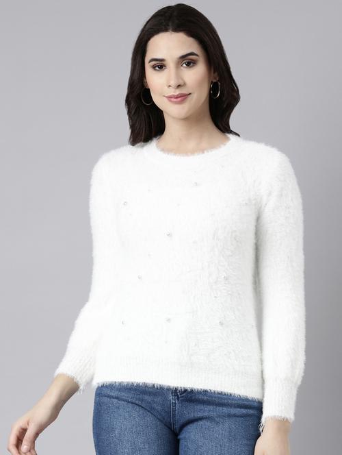 women long sleeved solid pullover - 21023494 - Very Small Image - 1