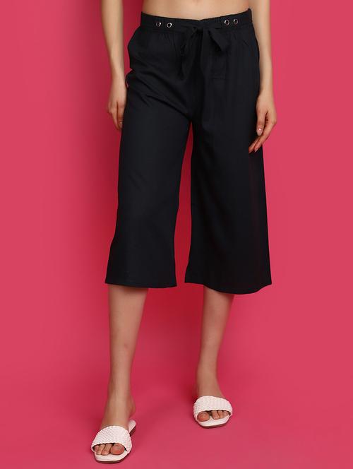 women solid mid rise culottes - 21023967 - Very Small Image - 1