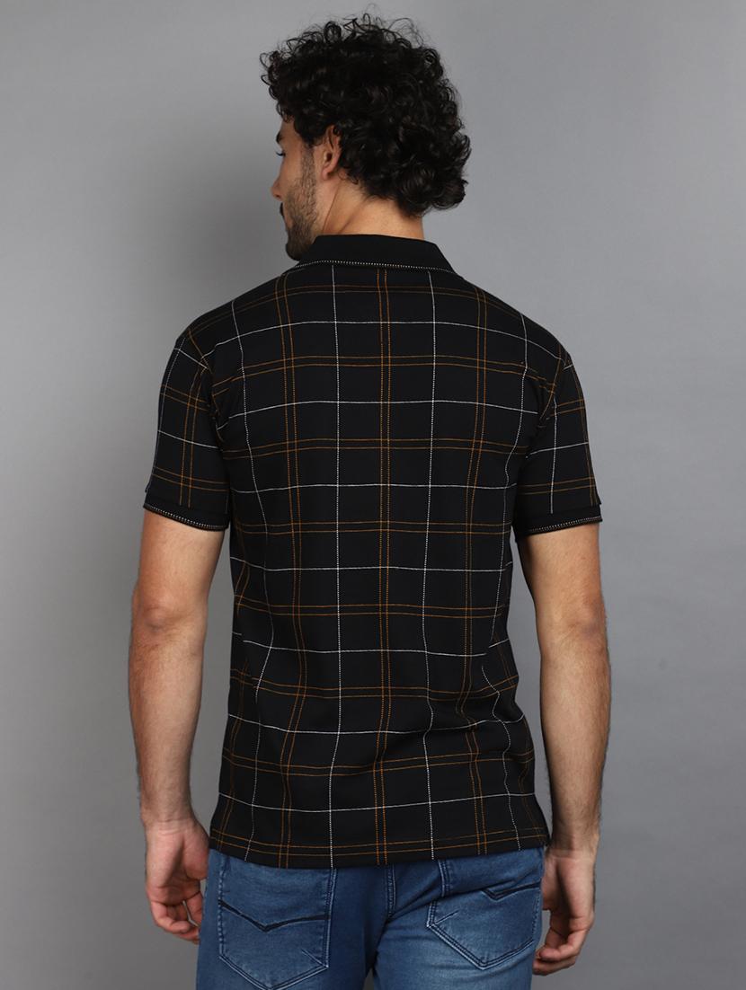 men black regular fit checkered polo t-shirt - 21023971 - Zoom Image - 2