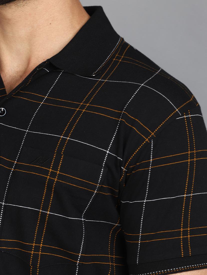 men black regular fit checkered polo t-shirt - 21023971 - Zoom Image - 4