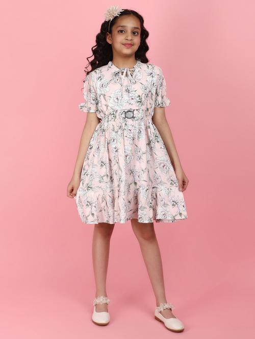 pink printed acrylic blend frock - 21025370 - Very Small Image - 1
