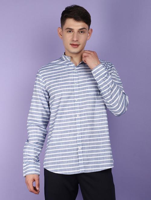blue slub casual shirt - 21025417 - Very Small Image - 1
