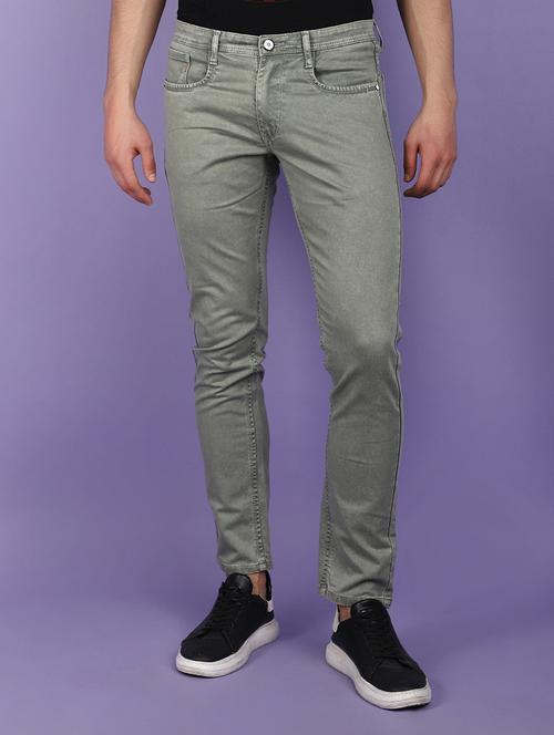 men solid green slim fit jeans - 21028969 - Very Small Image - 1