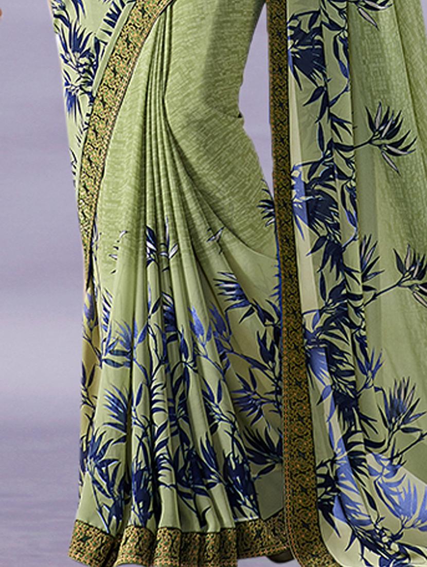 neo mint printed saree with blouse - 21029178 - Standard Image - 2