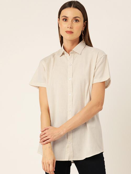 women solid collared half sleeves shirt - 21029227 - Very Small Image - 1