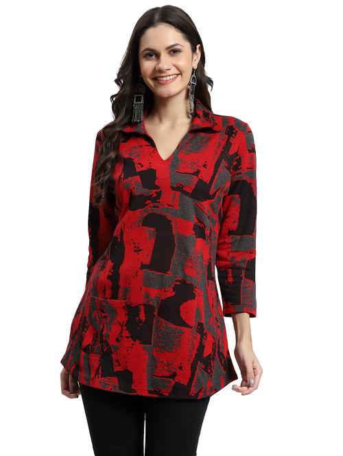 red printed straight top - 21029535 - Very Small Image - 1